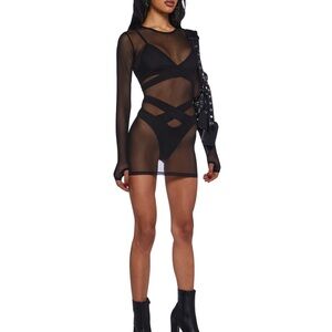 Poster grl Envy Me Three Piece Black Sheer Dress Set